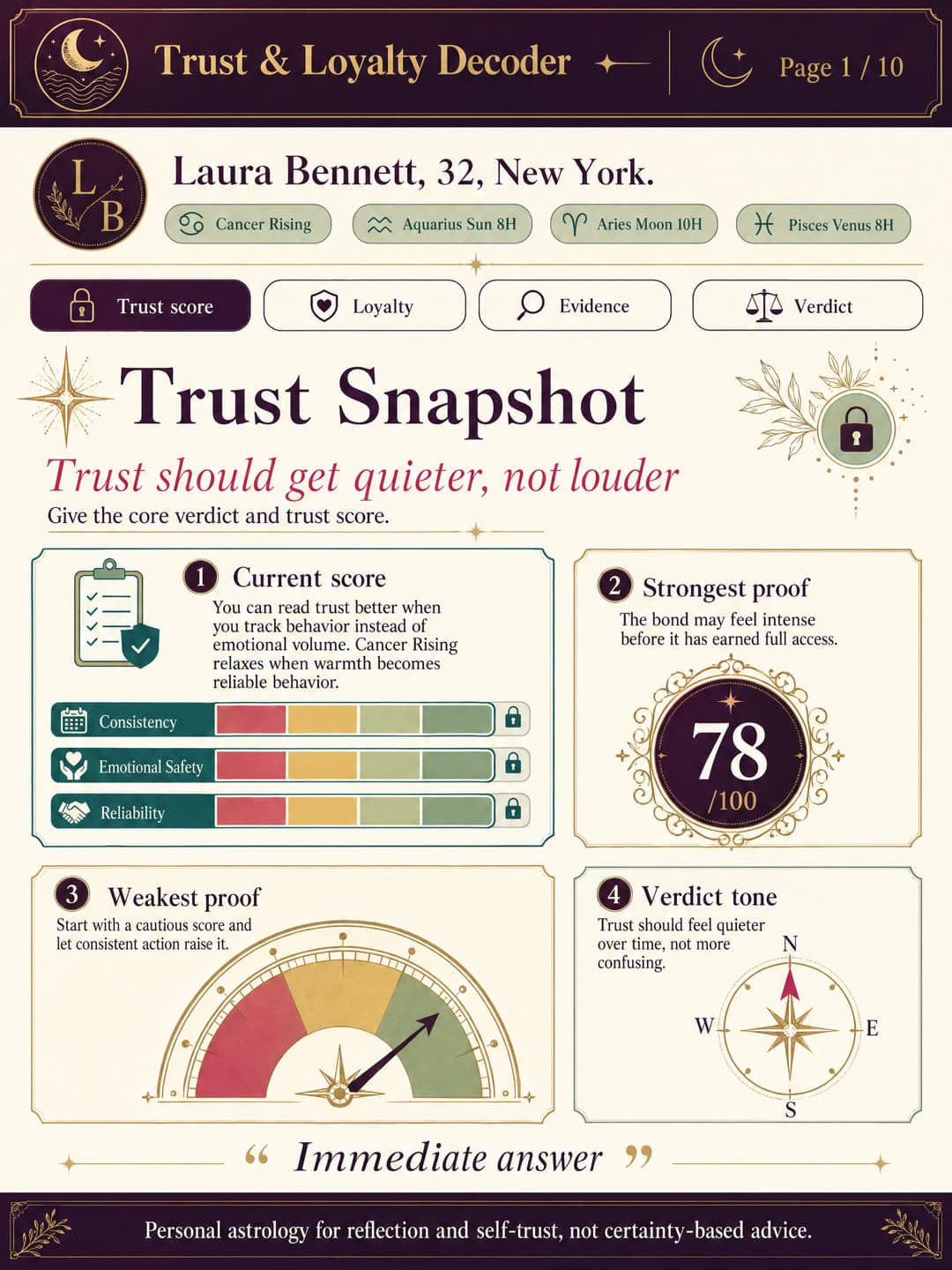 Real generated trust match decoder report preview page