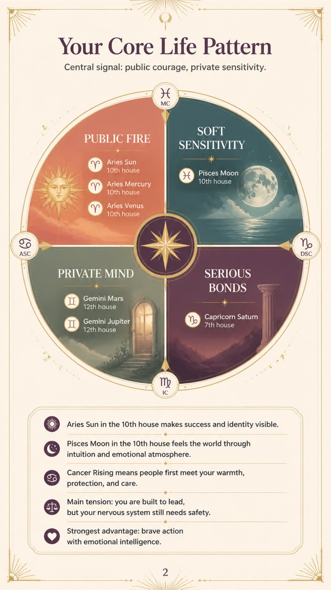 Your Core Life Pattern for Kate, a personalized astrology life map page.